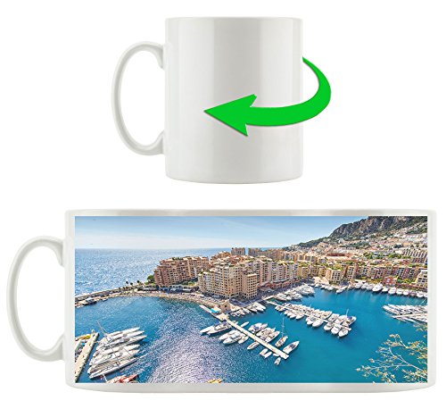 Atemberaubende Küste von Monaco, Motivtasse aus weißem Keramik 300ml, Tolle Geschenkidee zu jedem Anlass. Ihr neuer Lieblingsbecher für Kaffe, Tee und Heißgetränke von Stil.Zeit