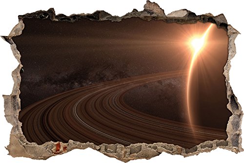 Kosmischer Planet Saturn im Weltall Wanddurchbruch im 3D-Look, Wand- oder Türaufkleber Format: 92x62cm, Wandsticker, Wandtattoo, Wanddekoration von Stil.Zeit