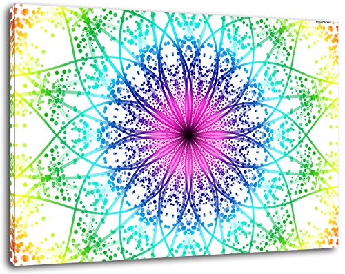 Mandala Format:60x40 cm Bild auf Leinwand bespannt, riesige XXL Bilder komplett und fertig gerahmt mit Keilrahmen, Kunstdruck auf Wand Bild mit Rahmen, günstiger als Gemälde oder Bild, kein Poster oder Plakat von Stil.Zeit