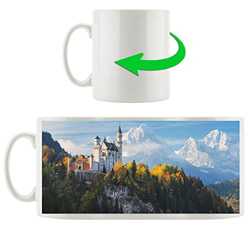 Stil.Zeit Schloss Neuschwanstein im Herbst, Motivtasse aus weißem Keramik 300ml, Tolle Geschenkidee zu jedem Anlass. Ihr Neuer Lieblingsbecher für Kaffe, Tee und Heißgetränke von Stil.Zeit