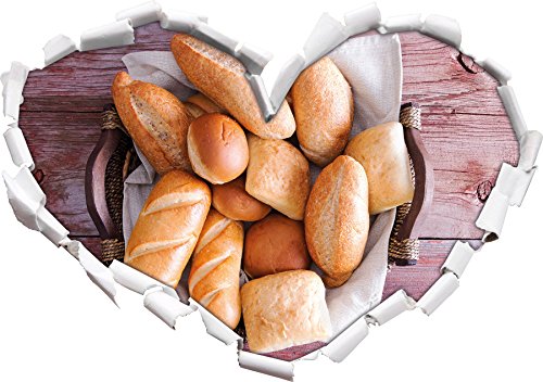 Stil.Zeit Brötchen Brot Frühstück Weizen Bäcker Herzform im 3D-Look, Wand- oder Türaufkleber Format: 62x43.5cm, Wandsticker, Wandtattoo, Wanddekoration von Stil.Zeit