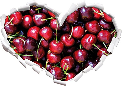 Stil.Zeit Cherry Kirschen Fruit Herzform im 3D-Look, Wand- oder Türaufkleber Format: 62x43.5cm, Wandsticker, Wandtattoo, Wanddekoration von Stil.Zeit