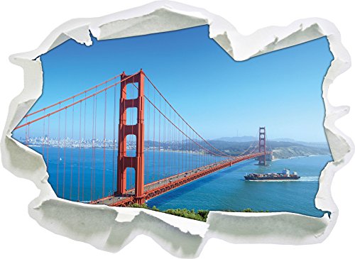 Stil.Zeit Golden Gate Bridge in San Francisco, Papier 3D-Wandsticker Format: 92x67 cm Wanddekoration 3D-Wandaufkleber Wandtattoo von Stil.Zeit