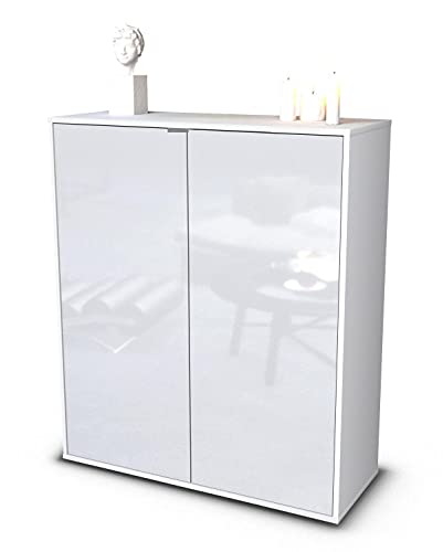 Stil.Zeit Highboard Gioia - Korpus Weiss matt - Front Hochglanz-Design Weiß (92x108x35cm) - Push-to-Open Technik & hochwertigen Leichtlaufschienen - Made in Germany von Stil.Zeit