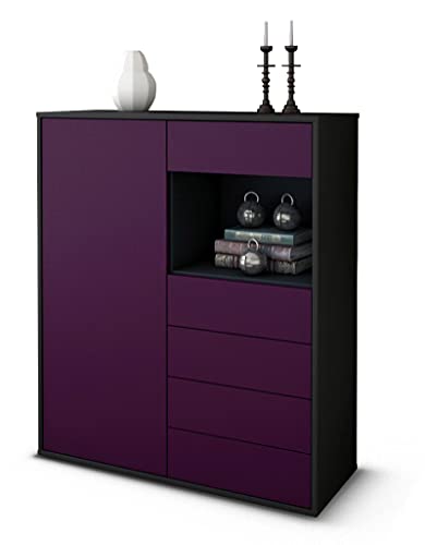 Stil.Zeit Highboard Loredana - Korpus Anthrazit matt - Front Farb-Design Aubergine (92x108x35cm) - Push-to-Open Technik & hochwertigen Leichtlaufschienen - Made in Germany von Stil.Zeit