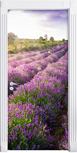 Stil.Zeit Möbel Lavendelfeld Provence als Türtapete, Format: 200x90cm, Türbild, Türaufkleber, Tür Deko, Türsticker von Stil.Zeit