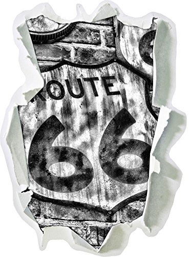 Stil.Zeit Monocrome, Route 66 Papier im 3D-Look, Wand- oder Türaufkleber Format: 92x62cm, Wandsticker, Wandtattoo, Wanddekoration von Stil.Zeit