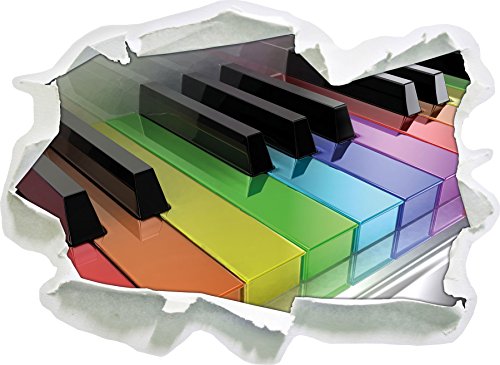 Stil.Zeit Piano Rainbow Colours Bunte Klaviertasten, Papier 3D-Wandsticker Format: 62x45 cm Wanddekoration 3D-Wandaufkleber Wandtattoo von Stil.Zeit