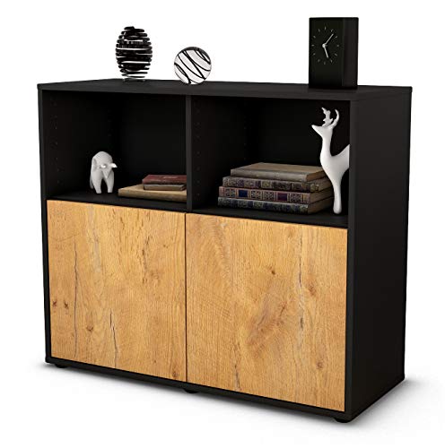 Stil.Zeit Sideboard Camilla/Korpus anthrazit matt/Front Holz-Design Eiche (92x79x35cm) Push-to-Open Technik von Stil.Zeit