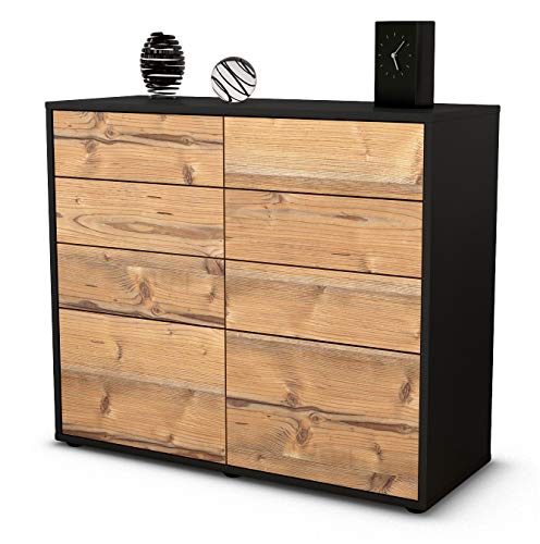 Stil.Zeit Sideboard Celeste/Korpus anthrazit matt/Front Holz-Design Pinie (92x79x35cm) Push-to-Open Technik & Leichtlaufschienen von Stil.Zeit