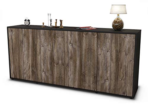 Stil.Zeit Sideboard Elana - Korpus anthrazit matt - Front Holz-Design Treibholz (180x79x35cm) Push-to-Open Technik von Stil.Zeit