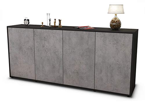 Stil.Zeit Sideboard Elana - Korpus anthrazit matt - Front Beton Optik (180x79x35cm) Push-to-Open Technik von Stil.Zeit