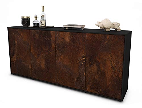 Stil.Zeit Sideboard Elana - Korpus anthrazit matt - Front Rost Industrie-Design (180x79x35cm) Push-to-Open Technik von Stil.Zeit