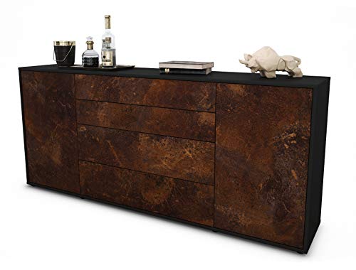 Stil.Zeit Sideboard Elettra - Korpus anthrazit matt - Front Rost Industrie-Design (180x79x35cm) Push-to-Open Technik & Leichtlaufschienen von Stil.Zeit