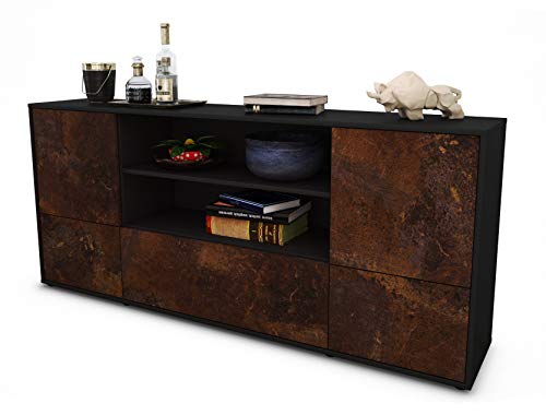 Stil.Zeit Sideboard Emanuela - Korpus anthrazit matt - Front Rost Industrie-Design (180x79x35cm) Push-to-Open Technik von Stil.Zeit