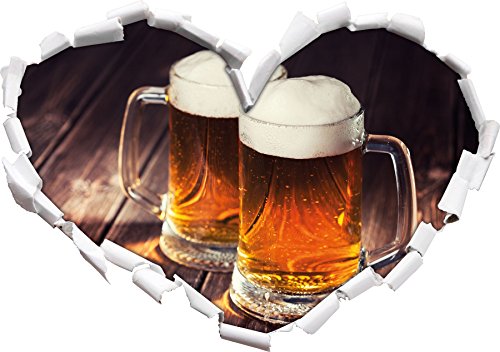 Stil.Zeit Zwei Maßkrüge Bier Herzform im 3D-Look, Wand- oder Türaufkleber Format: 92x64.5cm, Wandsticker, Wandtattoo, Wanddekoratio von Stil.Zeit
