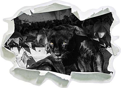 Stil.Zeit schwarzer Panther schwarz/weiß, Papier 3D-Wandsticker Format: 92x67 cm Wanddekoration 3D-Wandaufkleber Wandtattoo von Stil.Zeit