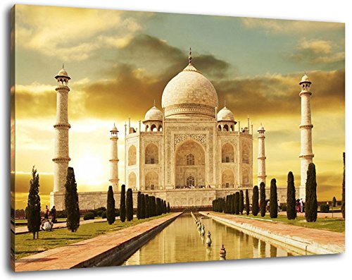 Taj Mahal, Leinwand Bild, Format:100x70 cm, Bild auf Leinwand bespannt, riesige XXL Bilder komplett und fertig gerahmt mit Keilrahmen, Kunstdruck auf Wand Bild mit Rahmen, günstiger als Gemälde oder Bild, kein Poster oder Plakat von Stil.Zeit