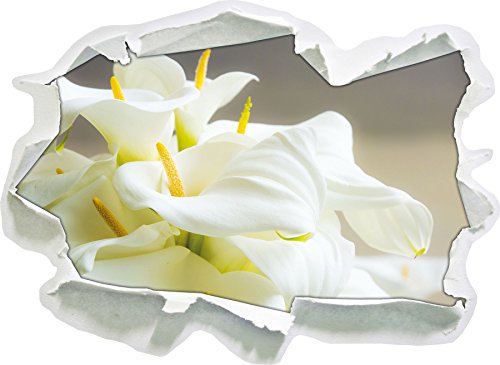 Wunderschöne weiße Calla Lilien, Papier 3D-Wandsticker Format: 62x45 cm Wanddekoration 3D-Wandaufkleber Wandtattoo von Stil.Zeit