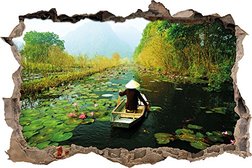 Yen-Stream auf dem Weg zum Huong Pagode Vietnam Wanddurchbruch im 3D-Look, Wand- oder Türaufkleber Format: 62x42cm, Wandsticker, Wandtattoo, Wanddekoration von Stil.Zeit