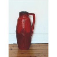 Red Floor Vase From Scheurich 270/53 - Glazed Mid Century von StilFeel