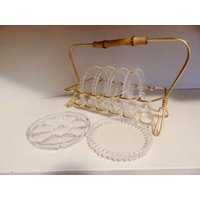 Small Glass Plates in Stand - Mid Century 6 Pieces Small Glass Plates in Stand - Mid Century 6 Pieces von StilFeel