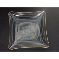 Vintage - Glas Schale Mit Blumen-Dekor Und Goldrand 60Er Jahre von StilFeel