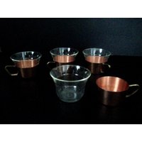 Vintage Teetassen Von Schott Und Gen, Mainz - Glas Kupfer Messing 4 Teile von StilFeel