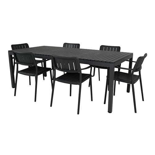 Stilé Collection Gartenmöbel-Set aus Polyethylen mit 6 stapelbaren Stühlen, modernes Design, ideal für Garten, Terrasse und Terrasse (Anthrazitgrau) von Stilé Collection