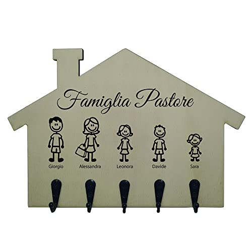 Stileitaliano Benutzerdefinierte Holz Farbe Schlüsselbrett mit Zeichen und Namen Schlüsselbund Wand Familie Schlüsselhalter Schlüsselhalter Eingang von Stileitaliano
