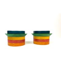 Postmodern Mid Century Pair Villeroy & Boch Decorative Design Boxes in Colorful Wood Postmodern Mid Century Pair Villeroy & Boch Decorative Design Boxes in Colorful Wood von StilelementeGALLERY