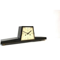 Rare Hermle Mid Century Teak Minimalist Mantel Desk Clock von StilelementeGALLERY