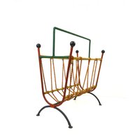 Rare Stunning Mid Century Magazine String Design Rack Holder Italy 1950 von StilelementeGALLERY