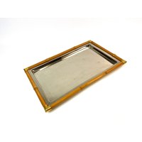 stunning Mid Century Bamboo & Chrome Hollywood Regency Serving Tray Italy 1960 Crespi Age von StilelementeGALLERY
