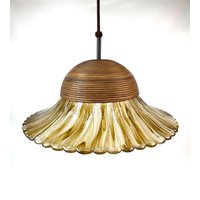 stunning Mid Century Large Boho Pencil Reed Acryl Shade Ceiling Lamp von StilelementeGALLERY