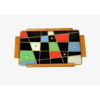 stunning Mid Century Small Serving Cocktail Tray Rockabilly Germany About 1950 von StilelementeGALLERY