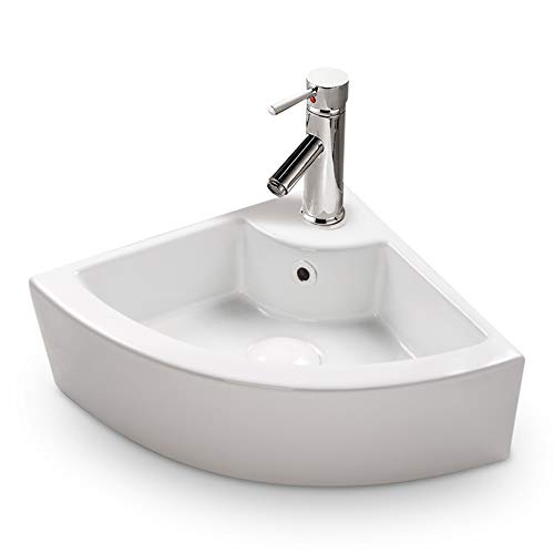 Eck Keramik Waschbecken Gäste WC 46x32 cm mit Easy Clean Oberfläche Design Handwaschbecken, Waschbecken mit Lotus-Effekt, Handwaschbecken Klein Waschbecken Bad von Stilform