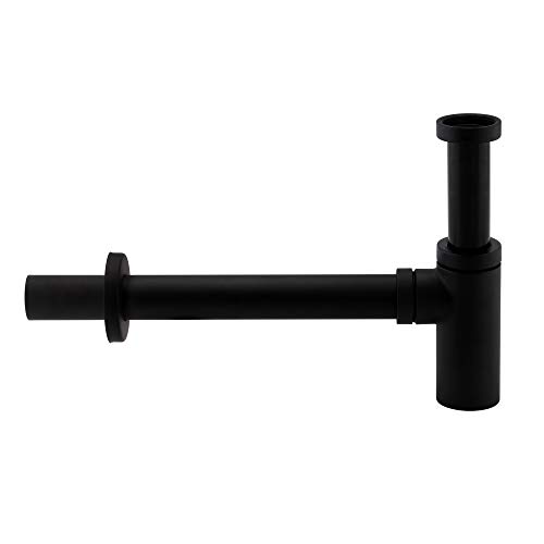 STILFORM Designer "Minimal" Siphon Geruchsverschluss mit Reinigungsöffnung, Siphon Schwarz Matt aus massivem Messing, Siphon waschbecken Universal Abflussrohr Waschbecken von Stilform