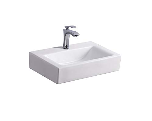 STILFORM Gäste WC Wand Hänge oder Aufsatz Waschbecken aus Keramik in Brillant Weiß dünner Rand 43 x 30 cm | Waschbecken mit Lotus-Effekt von Stilform