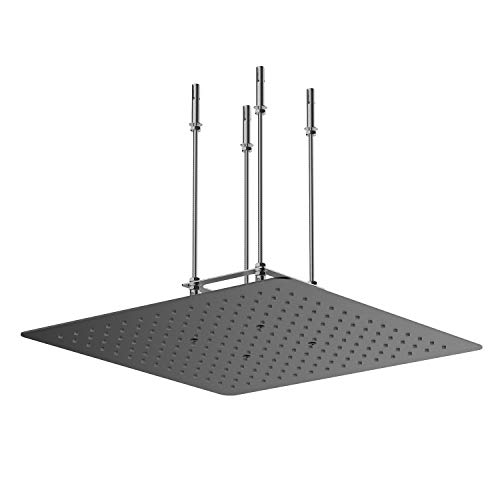 Stilform Luxus Einbauduschkopf - 40x40 cm Regenduschkopf aus Edelstahl, Schwarz Matt, Quadratisch, Wassersparende Regendusche mit Anti-Kalk Düsen von Stilform