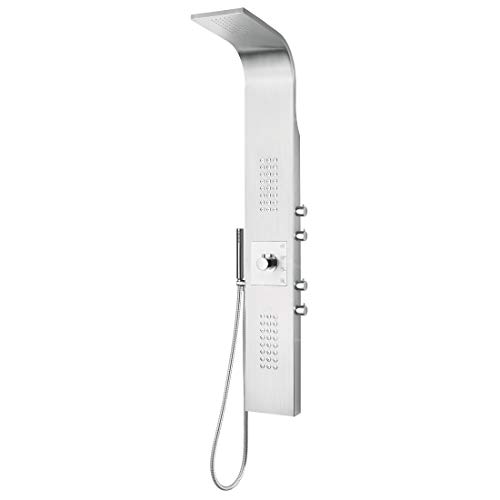 XXL Duschpaneel, Edelstahl Duschpaneel Thermostat mit Massagejets & Wasserfall, Regendusche, Duschsystem mit Handbrause, Massagedusche paneel, von Stilform