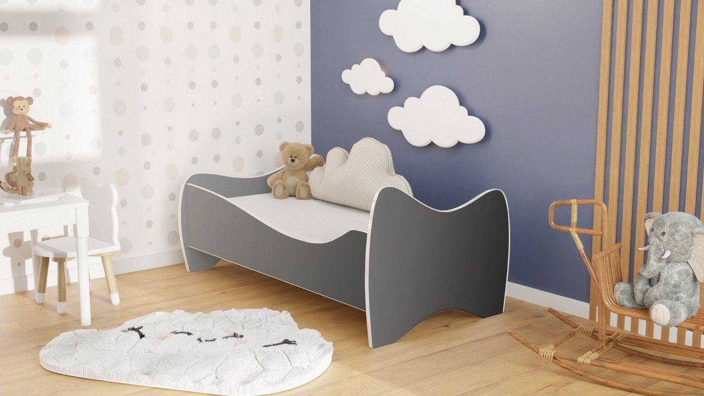 Stillerbursch Jugendbett 70x140 Kinderbett Dunkelgrau mit Matratze Standard (Set, 2-tlg., Bett Lattenrost Matratze), Wahlweise in 2 Größen, Matratze wählbar von Stillerbursch