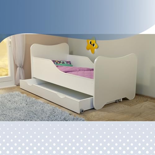 Stillerbursch Kinderbett 80x160 cm Ben Weiß | Set inklusive Lattenrost Matratze Schublade | Jugendbett 160x80 cm, mit Rausfallschutz | hohe Stabilität Komplettbett von Stillerbursch