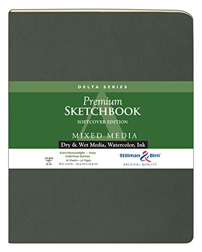 Stillman & Birn Delta Series Skizzenbuch, Softcover, 20,3 x 25,4 cm, 270 g/m² (extra schwer), elfenbeinfarbenes Papier, kaltgepresste Oberfläche von Stillman & Birn