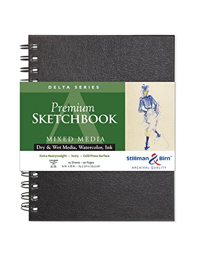 Stillman & Birn Delta Series Skizzenbuch mit Spiralbindung, 15,2 x 20,3 cm, 270 g/m² (extra schwer), elfenbeinfarbenes Papier, kaltgepresste Oberfläche von Stillman & Birn