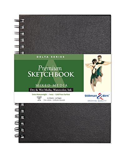 Stillman & Birn Delta Series Skizzenbuch mit Spiralbindung, 17,8 x 25,4 cm, 270 g/m² (extra schwer), elfenbeinfarbenes Papier, kaltgepresste Oberfläche von Stillman & Birn