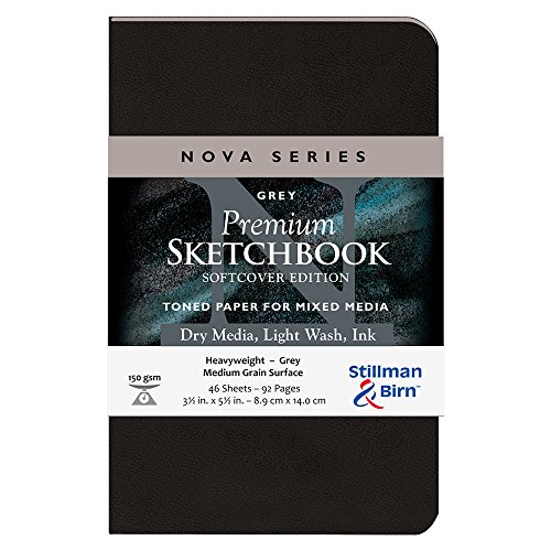 Stillman & Birn Nova Series Graues Softcover-Skizzenbuch, 8,9 x 14 cm, 150 g/m² (schwer), graues Papier, Oberfläche mit mittlerer Körnung von Stillman & Birn