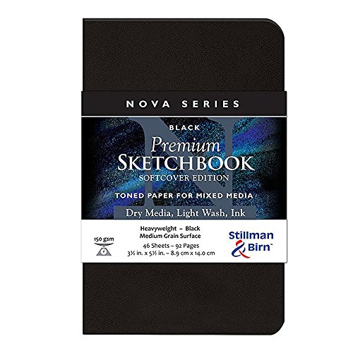Stillman & Birn Nova Series Skizzenbuch, Softcover, 8,9 x 14 cm, 150 g/m² (schwer), schwarzes Papier, Oberfläche mit mittlerer Körnung von Stillman & Birn