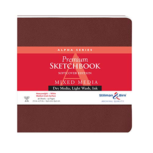Stillman & Birn Square Softcover Sketchbook, Alpha Series, 46 Sheets of Heavyweight White paper, Medium Grain Surface, 7.5 x 7.5 inches (101750S) von Stillman & Birn