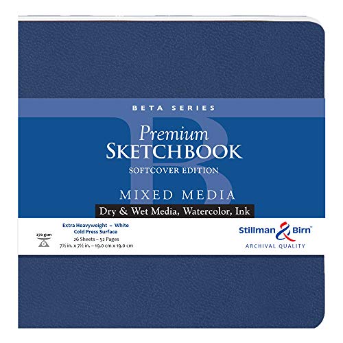 Stillman & Birn Square Softcover Sketchbook, Beta Series, 26 Sheets of Extra Heavyweight White paper, Cold Press Surface, 7.5 x 7.5 inches (301750S) von Stillman & Birn